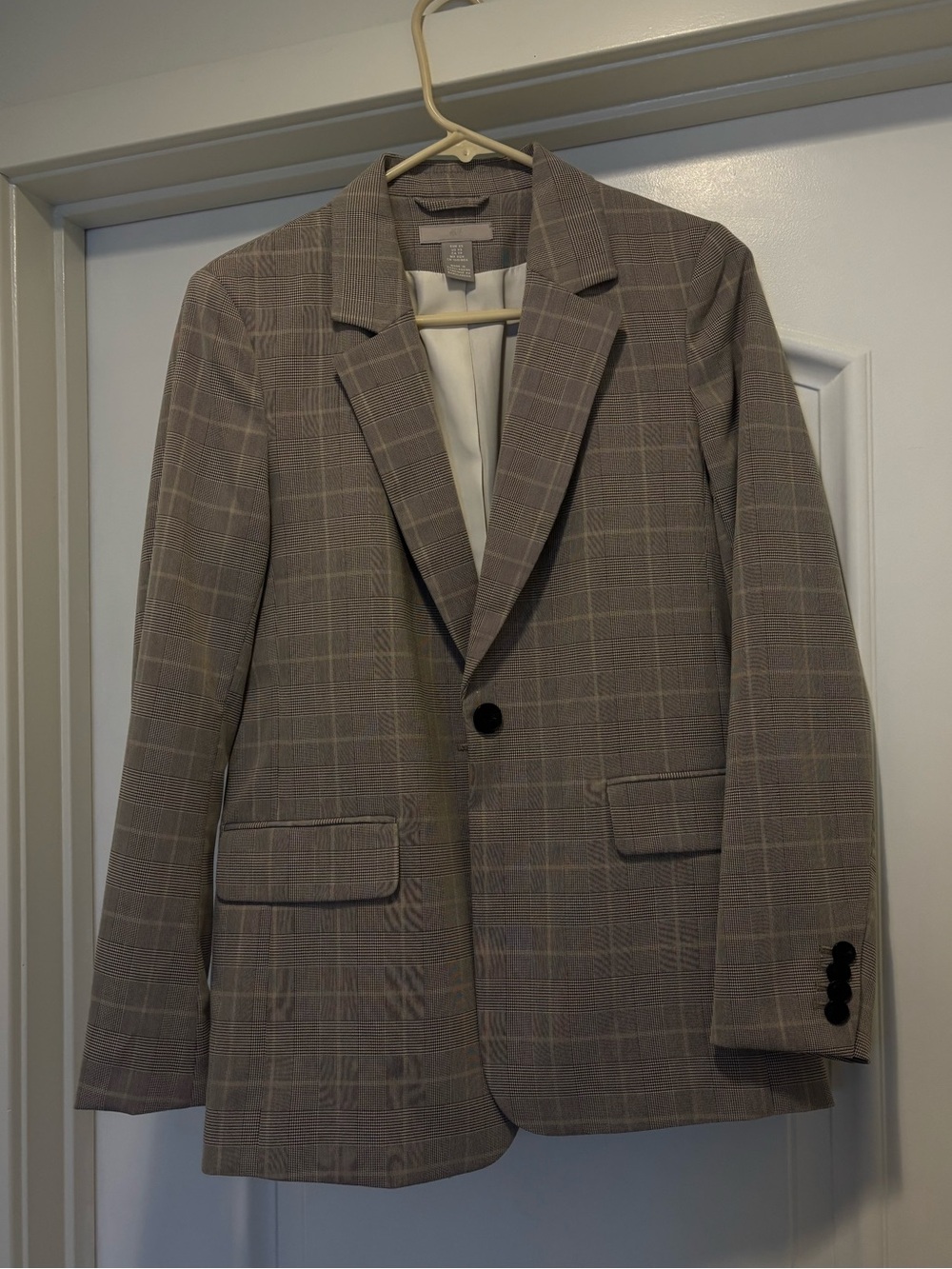 Women’s Taupe Plaid Oversized Blazer